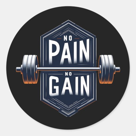 Sticker Rond Pas de douleur ni gain (Devant)