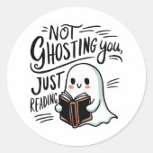 Sticker Rond Pas de fantômes, juste de lire (Devant)