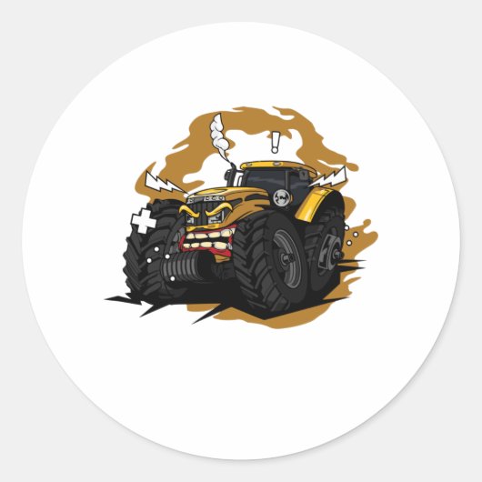 Sticker Rond Pas de fermiers pas de tracteur alimentaire (Devant)