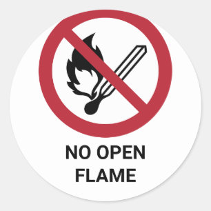 Sticker Rond Pas de flamme ouverte, signe d'interdiction