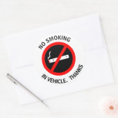 STICKER ROND PAS DE FUMEUR DANS LE VÉHICULE. MERCI (Enveloppe)