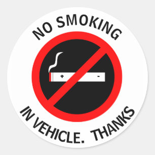 STICKER ROND PAS DE FUMEUR DANS LE VÉHICULE. MERCI 