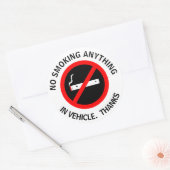 STICKER ROND PAS DE FUMEUR DANS LE VÉHICULE. MERCI (Enveloppe)