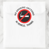 STICKER ROND PAS DE FUMEUR DANS LE VÉHICULE. MERCI (Sac)