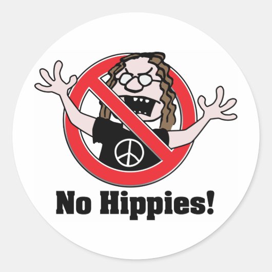 Sticker Rond Pas de hippies ! (Devant)