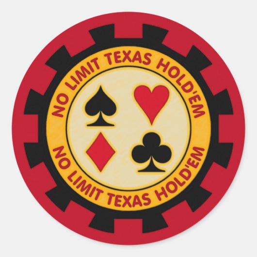 Sticker Rond Pas de limite Texas Hold'em Poker Chip (Devant)