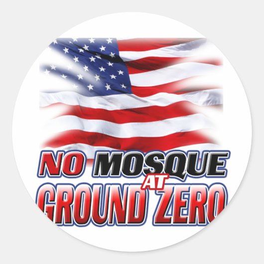 Sticker Rond Pas De Mosquée Au Terrain Zéro (Devant)