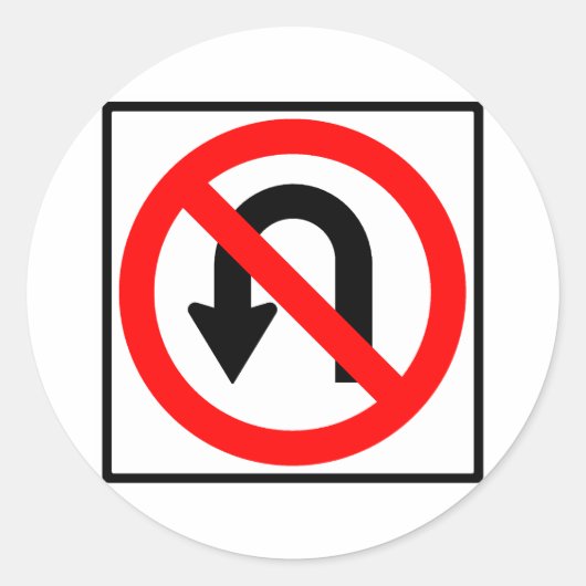Sticker Rond Pas de panneau de virage en U (Devant)