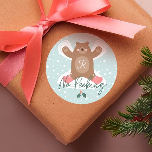 Sticker Rond Pas de Peeee mignon Ours Ours Ours Neige Ange