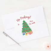 Sticker Rond Pas De Pékin ! Arbre de Noël avec cadeaux (Enveloppe)