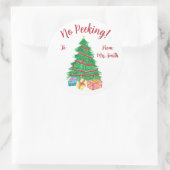 Sticker Rond Pas De Pékin ! Arbre de Noël avec cadeaux (Sac)