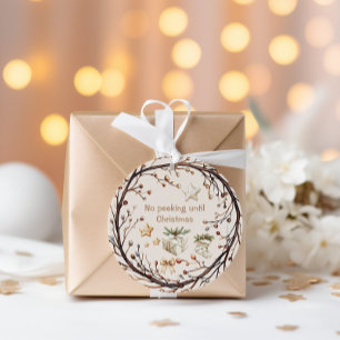 Sticker Rond Pas De Pékin Jusqu'À Noël Rustique