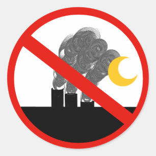 Sticker Rond Pas de piles à fumées au carbone
