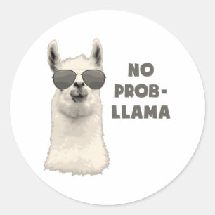 Sticker Rond Pas de problème Llama