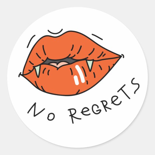 Sticker Rond Pas de Regrets Red Lips Valentine (Devant)