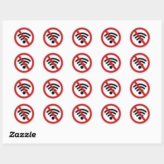 Sticker Rond Pas de réseau Wi-Fi (Feuille)