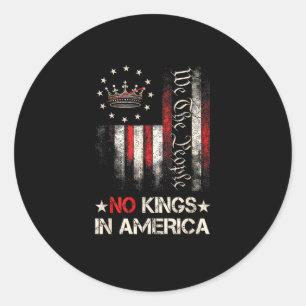 Sticker Rond Pas de rois en Amérique Drapeau USA politique vint
