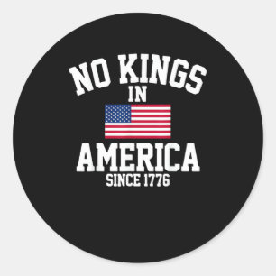 Sticker Rond Pas de rois en Amérique Drapeau USA Rétro Style Co