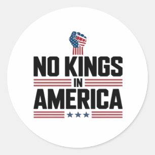 Sticker Rond Pas de rois en Amérique USA Rétro Classique