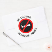 STICKER ROND PAS DE TABAGISME DANS CETTE VOITURE. MERCI  (Enveloppe)