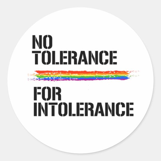 Sticker Rond PAS DE TOLÉRANCE POUR T-shirt INTOLÉRANCE (Devant)
