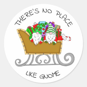 Sticker Rond Pas d'endroit comme Gnome, Noël