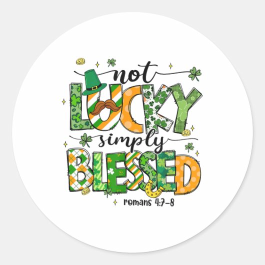 Sticker Rond Pas Lucky Simplement Béni Jour de la Saint Patrick (Devant)