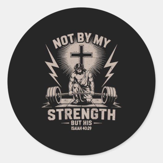 Sticker Rond Pas Par Ma Force, Mais Son Entraînement Chrétien D (Devant)