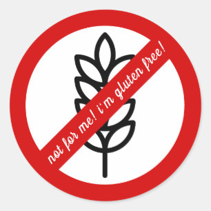 Sticker Rond Pas pour moi, je suis sans gluten ! Alerte d'aller