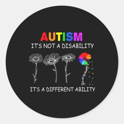 Sticker Rond Pas Un Handicap C'Est Une Capacité Différente - Au (Devant)