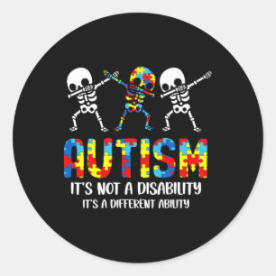 Sticker Rond Pas un handicap C'est une capacité différente Auti