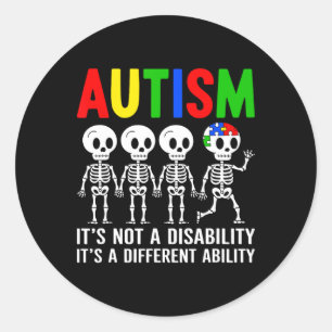 Sticker Rond Pas un handicap C'est une capacité différente Auti