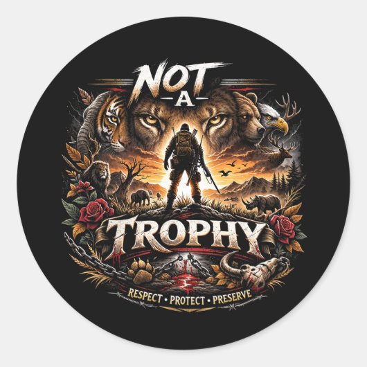 Sticker Rond Pas un Trophée (Devant)