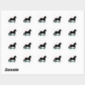 Sticker Rond Paso Fino Horse Silhouette Élégant Script (Feuille)