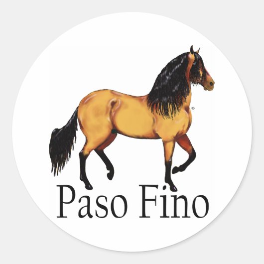 Sticker Rond Paso Horse Buckskin Paso Fino (Devant)