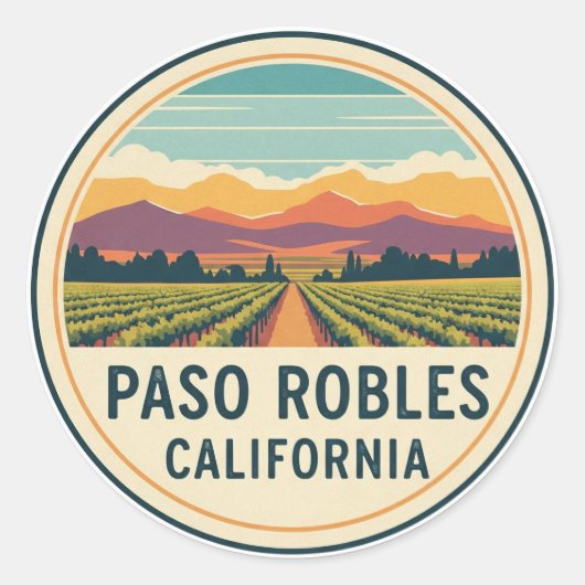 Sticker Rond Paso Robles California Central Coast (Devant)