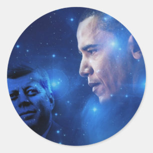 Sticker Rond Passage de la flamme, John F. Kennedy Barack Obama