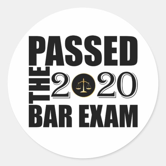 Sticker Rond Passé l'examen Bar 2020 (Devant)