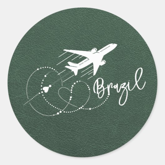 Sticker Rond Passeport Brésil Vert (Devant)