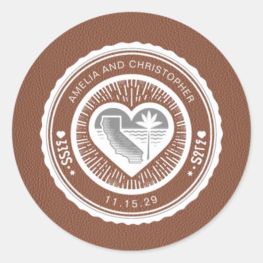 Sticker Rond Passeport de Californie Brown (Devant)