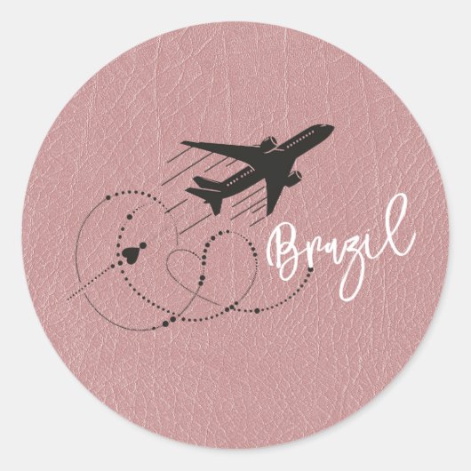 Sticker Rond Passeport du Brésil Rose Dusty (Devant)