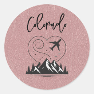 Sticker Rond Passeport Dusty Rose Colorado