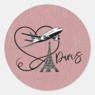 Sticker Rond Passeport Dusty Rose Paris