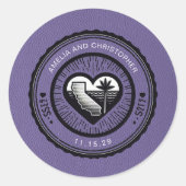 Sticker Rond Passeport Lilac Californie (Devant)
