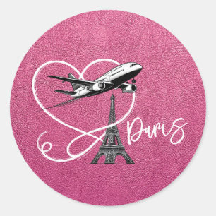 Sticker Rond Passeport Magenta Paris