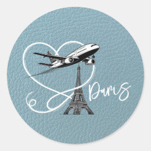 Sticker Rond Passeport Paris bleu ardoise
