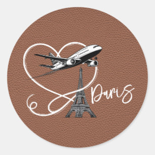 Sticker Rond Passeport Paris Brown
