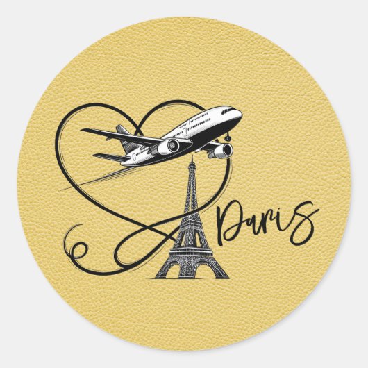 Sticker Rond Passeport Paris Jaune (Devant)