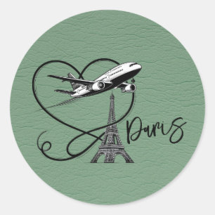 Sticker Rond Passeport Paris Vert
