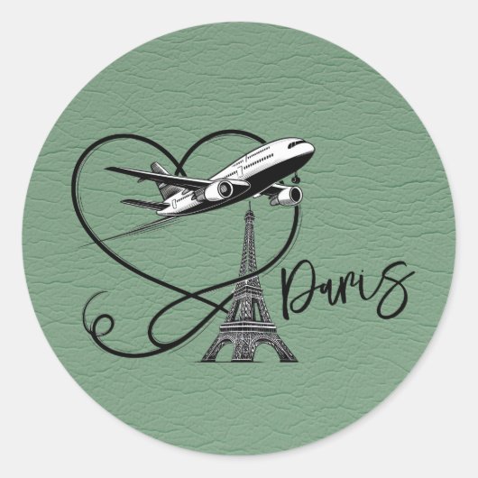 Sticker Rond Passeport Paris Vert (Devant)